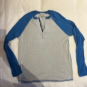 Autumn Cashmere Blue and Gray Long Sleeve Henley